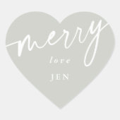 カスタム灰色 – 緑+白'メリークリスマス/休日 ハートシール (正面)