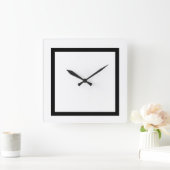 カスタム無地の白(白)、黒ストライプの装飾 スクエア壁時計 (ホーム)