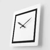 カスタム無地の白(白)、黒ストライプの装飾 スクエア壁時計 (傾斜)