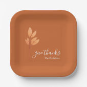 カスタム焼けオレンジボホ与え感謝祭感謝していさん ペーパープレート (正面)