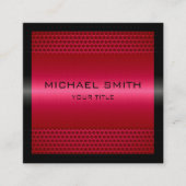 カスタム熱エレガントピンクステンレス金属 スクエア名刺 (正面)