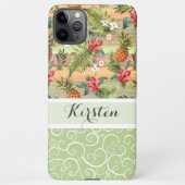 カスタム熱帯パイナップルカラフル花柄 iPhoneケース (裏面)