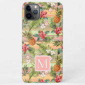 カスタム熱帯パイナップルハイビスカスフローラルパターン iPhoneケース (裏面)