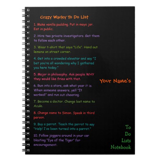 カスタム熱狂するKidsおもしろい Wacky To Do Listsノートブック ノートブック (正面)