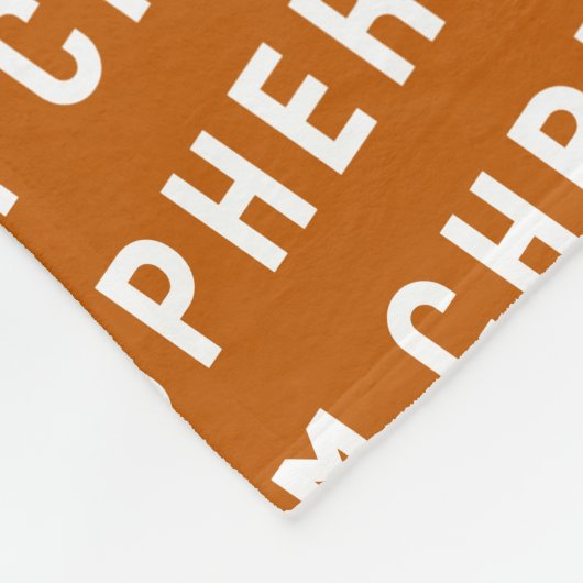 カスタム燃えたオレンジのパーソナライズされたベビー名ギフト フリースブランケット (角)