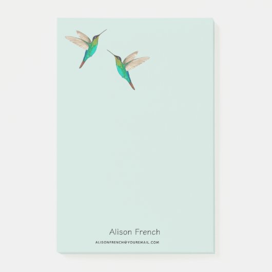 カスタム燃えるハミングバードのメモ帳 ポストイット (正面)