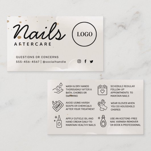 カスタム爪、 ネイルアモダンフターケアカード 名刺 (正面/裏面)