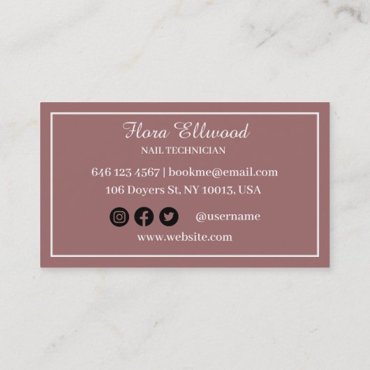 カスタム爪、 ネイルエレガントサルーンビジネスカード 名刺 (裏面)