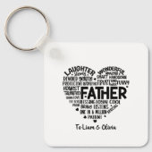 カスタム父の感謝の心の形のワードアート キーホルダー (正面)