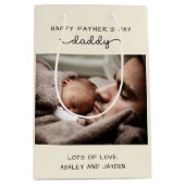 カスタム父の日かわいいミニマル写真集 ミディアムペーパーバッグ (正面)