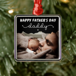カスタム父の日かわいいミニマル写真集 メタルオーナメント