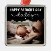 カスタム父の日かわいいミニマル写真集 メタルオーナメント (正面)