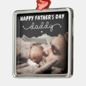 カスタム父の日かわいいミニマル写真集 メタルオーナメント (左)