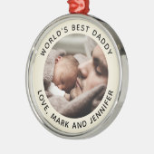 カスタム父の日かわいいミニマル写真集 メタルオーナメント (左)