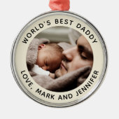 カスタム父の日かわいいミニマル写真集 メタルオーナメント (正面)