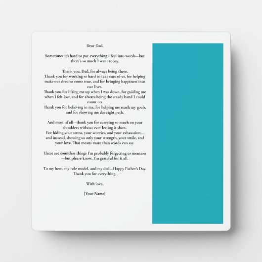 カスタム父の日のメッセージ写真 フォトプラーク (正面)