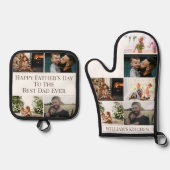 カスタム父の日の最高のパパEver Photo Collage 鍋つかみ&鍋敷きセット (正面)