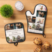 カスタム父の日の最高のパパEver Photo Collage 鍋つかみ&鍋敷きセット (トップダウン)