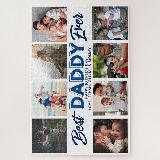 カスタム父の日フォトコラージュ最高のダディ ジグソーパズル (縦)