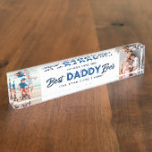 カスタム父の日フォトコラージュ最高のダディ デスクネームプレート (側面)