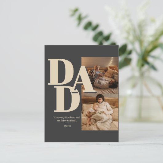 カスタム父の日フォトコラージュ | パパ文字 – シーズンポストカード (スタンド正面)