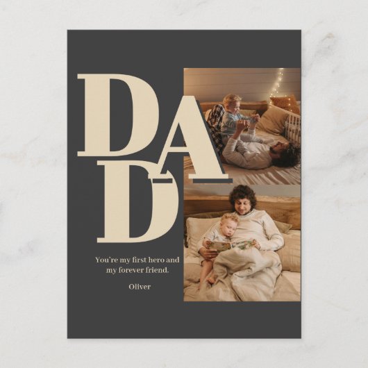 カスタム父の日フォトコラージュ | パパ文字 –  シーズンポストカード (正面)