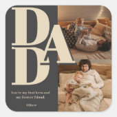 カスタム父の日フォトコラージュ | パパ文字 –  スクエアシール (正面)