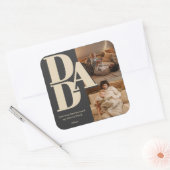 カスタム父の日フォトコラージュ | パパ文字 –  スクエアシール (封筒)