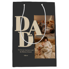 カスタム父の日フォトコラージュ | パパ文字 –  ミディアムペーパーバッグ