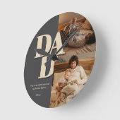 カスタム父の日フォトコラージュ | パパ文字 – ラウンド壁時計 (傾斜)