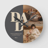 カスタム父の日フォトコラージュ | パパ文字 – ラウンド壁時計 (正面)