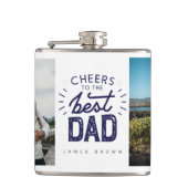 カスタム父の日フラスコ – 2フォトコラージュ&名前 フラスク (正面)