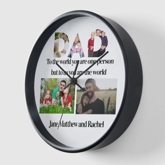 カスタム父の日5写真コラージュ 壁時計 (傾斜)