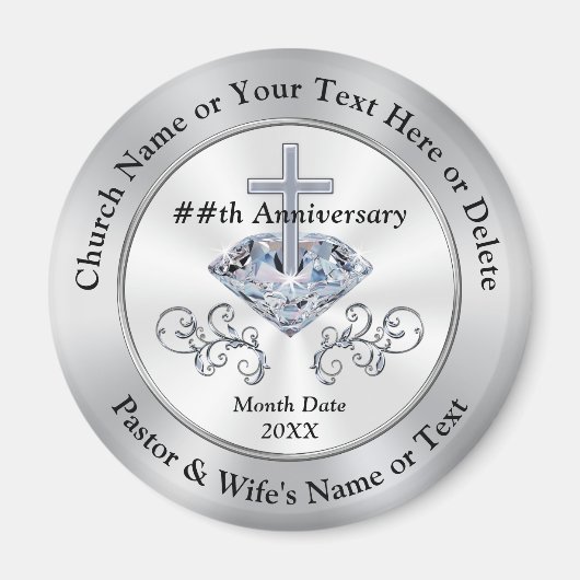 カスタム牧師または教会の記念日のパーティーの好意 マグネット (正面)