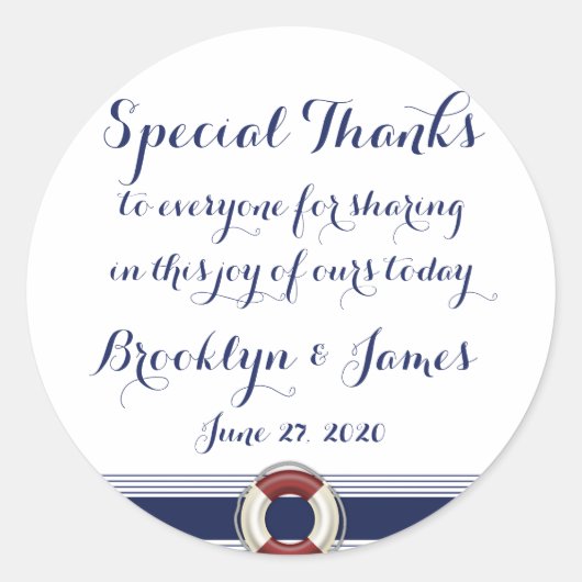 カスタム特別感謝してい航海の結婚式用シール ラウンドシール (正面)