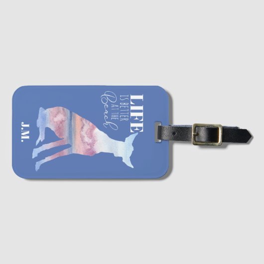 カスタム犬のビーチシーン荷物タグ ラゲッジタグ (正面横)