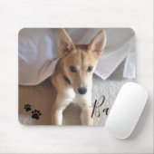 カスタム犬のペットの写真とスクリプト名の足跡 マウスパッド (マウス)