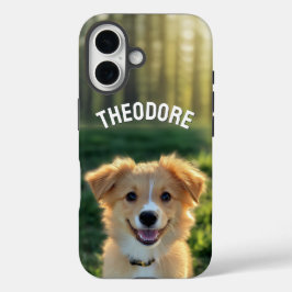 カスタム犬のペットの写真と名前 iPhone 16ケース