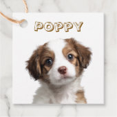 カスタム犬の写真と名前のメッセージカード フェイバータグ (正面)
