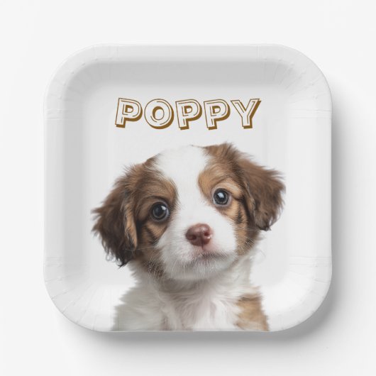 カスタム犬の写真と名前の紙プレート ペーパープレート (正面)