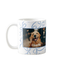 カスタム犬の写真と名前ライトブルー弓パターン