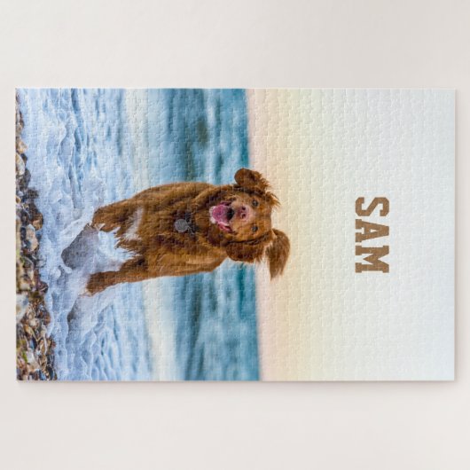 カスタム犬の写真と名前 ジグソーパズル (横)