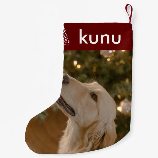 カスタム犬の写真カスタムペット写真クリスマス スモールクリスマスストッキング (裏面)