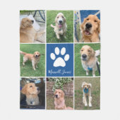 カスタム犬の写真コラージブルーペットポープリントキュート フリースブランケット (正面)