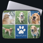 カスタム犬の写真コラージブルーペットポープリントキュート ラップトップスリーブ<br><div class="desc">この美しカスタムい犬の写真コラージュのラップトップスリーブパーソナライズされたは、あなたの甘いカップの愛らしい写真と。5カスタマイズペット写真を使ったシックなギフトでのまわりには、白い前足のプリントと犬の名かわいらし前を中心に可愛い青い四角。</div>