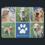 カスタム犬の写真コラージブルーペットポープリントキュート iPad AIR カバー<br><div class="desc">この美しカスタムい犬の写真コラージュiPadケースはパーソナライズされた、あなたの甘いカップの愛らしい写真と一緒である。5カスタマイズペット写真とシックなiPadカバーギフトのまわりには、白いポープリントと犬の名前を中心にかわいらしかわいい青い正方形を持つ。</div>