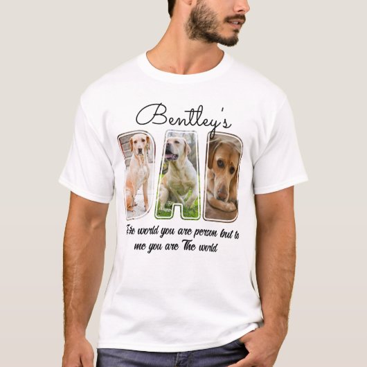 カスタム犬の写真ドッグパパギフト犬の恋人ペットの名前 Tシャツ (正面)