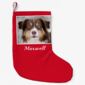 カスタム犬の写真パーソナライズされた スモールクリスマスストッキング (正面)