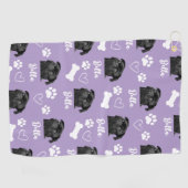 カスタム犬の写真ペットラバーパープルインスタグラム ゴルフタオル (横)