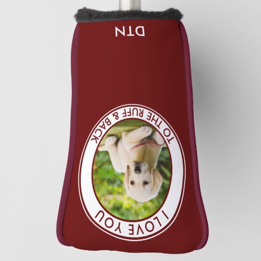 カスタム犬の写真ラフ&バックレッドにあなたを愛する ゴルフヘッドカバー (回転90)